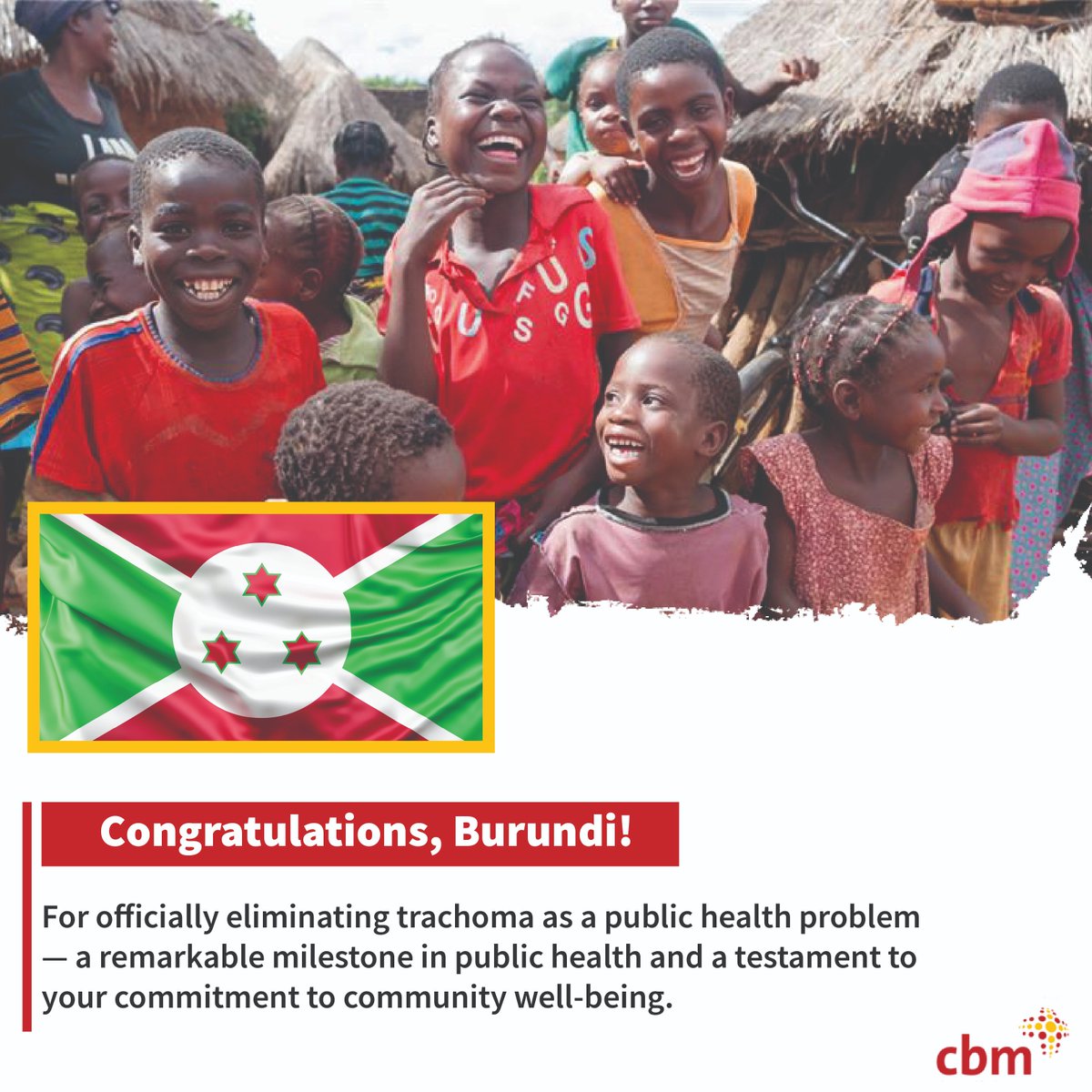 cbmIHI's tweet image. Congratulations to Burundi 🇧🇮 for the official recognition by the @WHO as having eliminated trachoma as a public health problem, making it the eighth country in Africa and the 24th globally to reach this milestone.