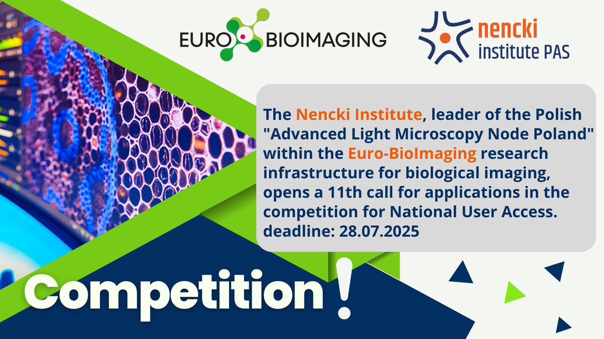 NenckiInstitute's tweet image. 📢 Attention researchers- we are launching the next edition of the competition!
🚨 We are opening a 11th call for applications in the competition for 𝐚𝐜𝐜𝐞𝐬𝐬 𝐭𝐨 𝐬𝐭𝐚𝐭𝐞-𝐨𝐟-𝐭𝐡𝐞-𝐚𝐫𝐭 𝐢𝐦𝐚𝐠𝐢𝐧𝐠 𝐢𝐧𝐟𝐫𝐚𝐬𝐭𝐫𝐮𝐜𝐭𝐮𝐫𝐞!
National User Access to the…