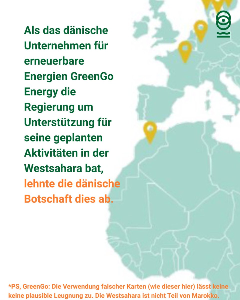 wsrwDE's tweet image. 📢 Hut ab vor #Dänemark 🇩🇰 für das konsequente Einstehen für das Völkerrecht!
Als das dänische Unternehmen GreenGo um Unterstützung für ein Projekt in der besetzten #Westsahara bat, sagte die Regierung zu Recht nein.
wsrw.org/de/nachrichten…