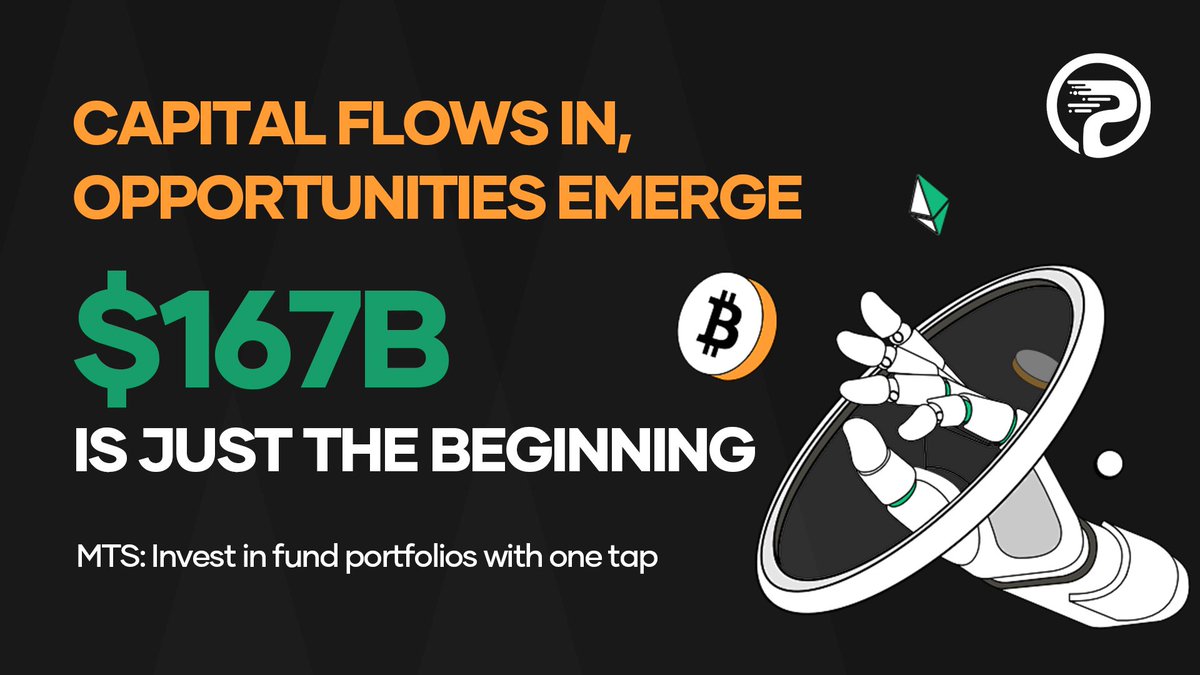 MTS_Fdn's tweet image. By May 2025, crypto fund AUM hits $167B💰; MTS links directly to fund pools📈. #FundInflow #DiversifiedAllocation #SmartInvestment #MTS