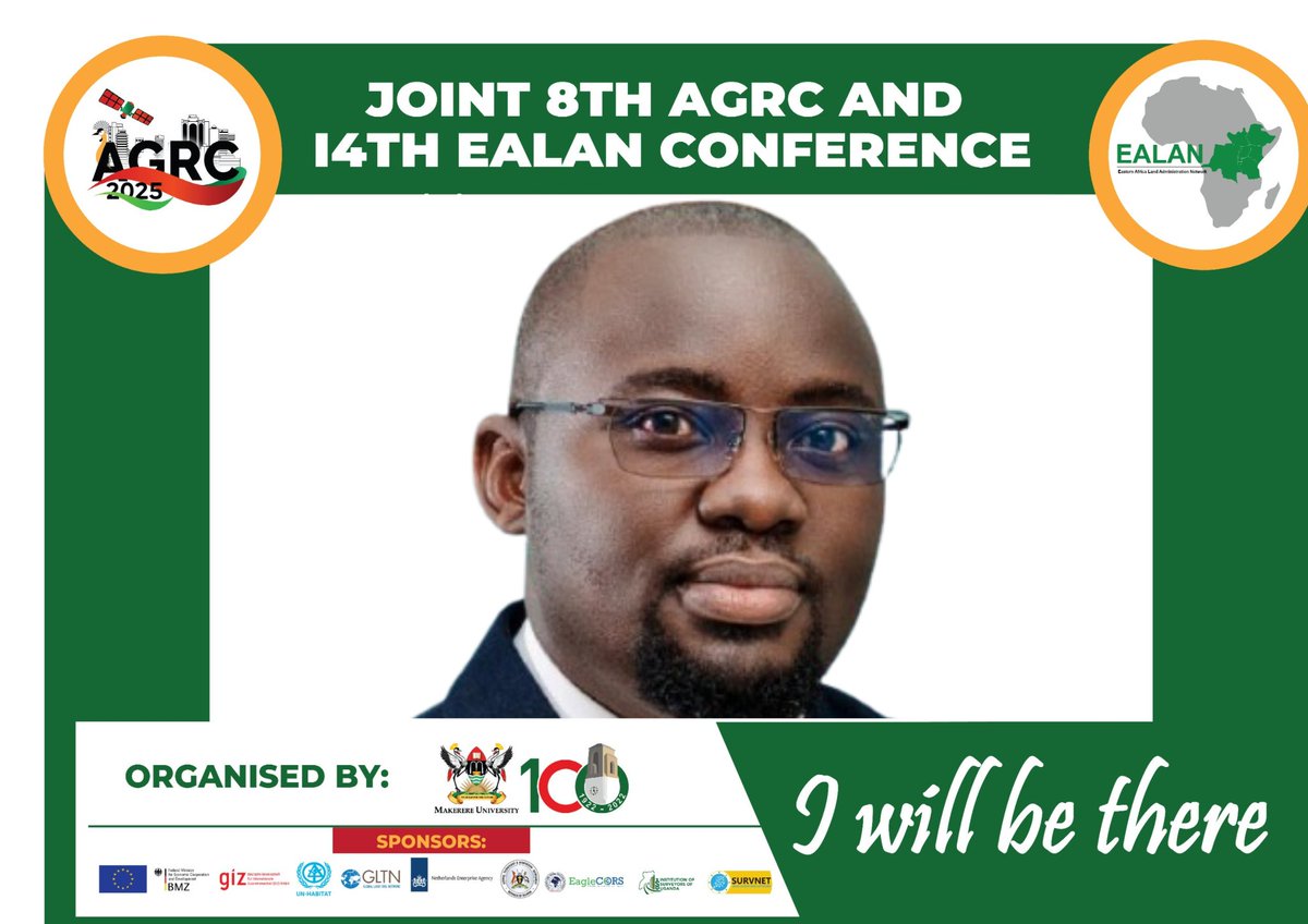 Mak_Geomatics's tweet photo. 🎯 The countdown is on!
Makerere University’s Department of Geomatics & Land Management is proud to host the 8th #AGRC & 14th #EALAN Conference — driving Africa’s geospatial & land governance transformation.
🗓️ See you in Kampala.
#AGRC2025 #EALAN2025
@UNHABITAT @giz_gmbh @GLTN https://t.co/BCweU6v3cI