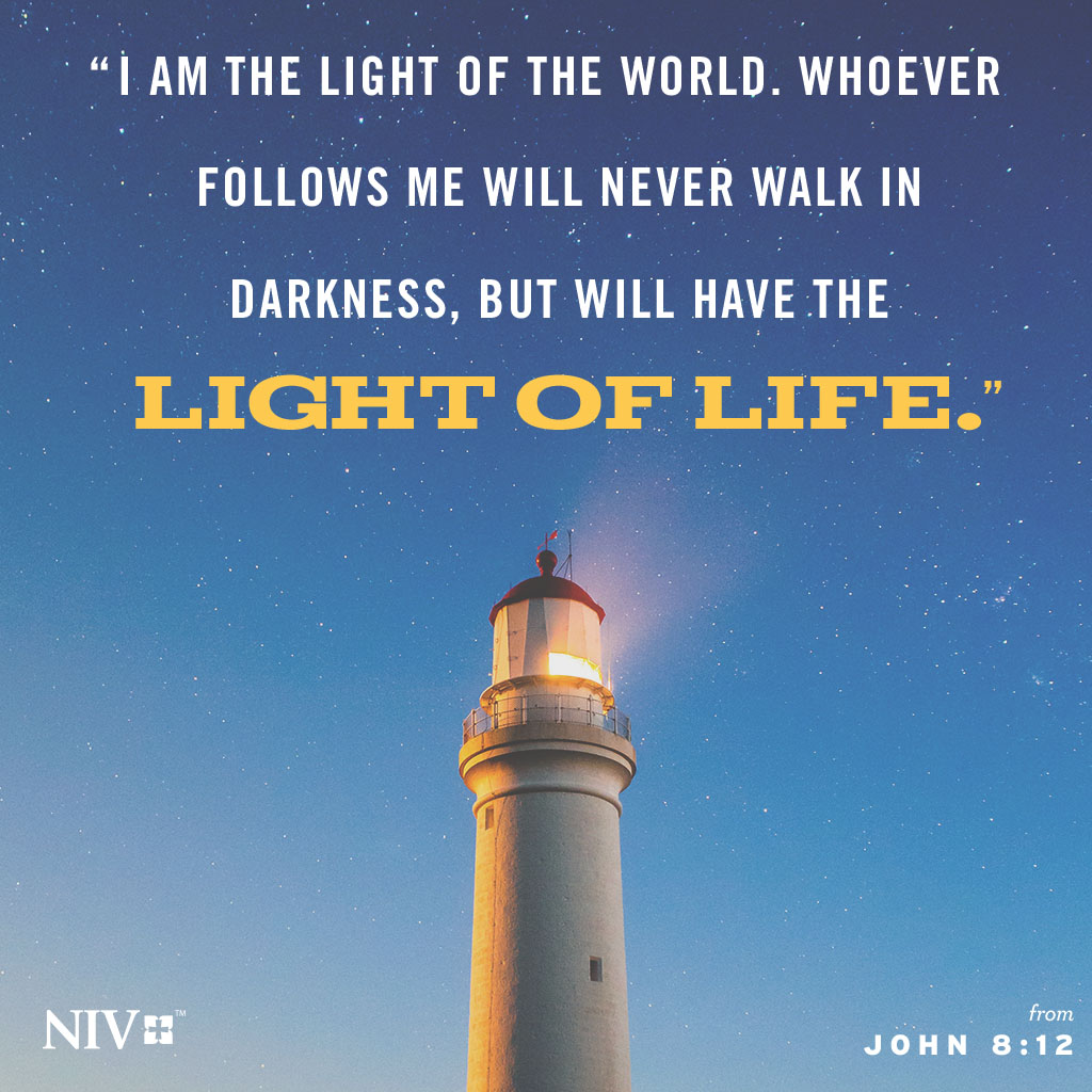 NIVBible's tweet image. When Jesus spoke again to the people, he said, "I am the light of the world. Whoever follows me will never walk in darkness, but will have the light of life." John 8:12 #niv #nivbible #verseoftheday #votd