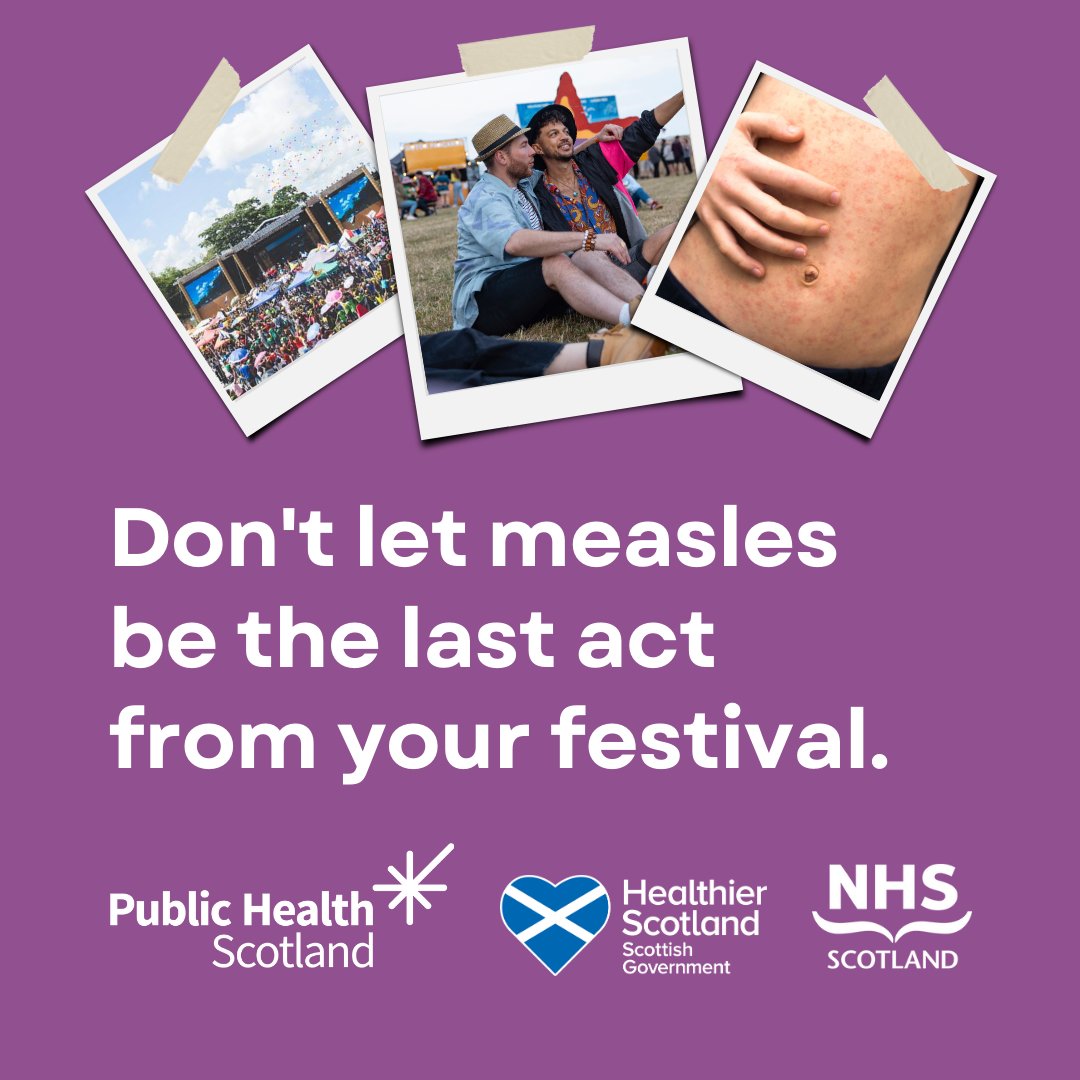 Cases of measles are on the rise. It's important you’ve had two doses of the MMR vaccine before going to a festival and mixing with lots of new people in a crowd this summer. For more information, visit nhsinform.scot/MMRagainstMeas…

#DontLetMeasles