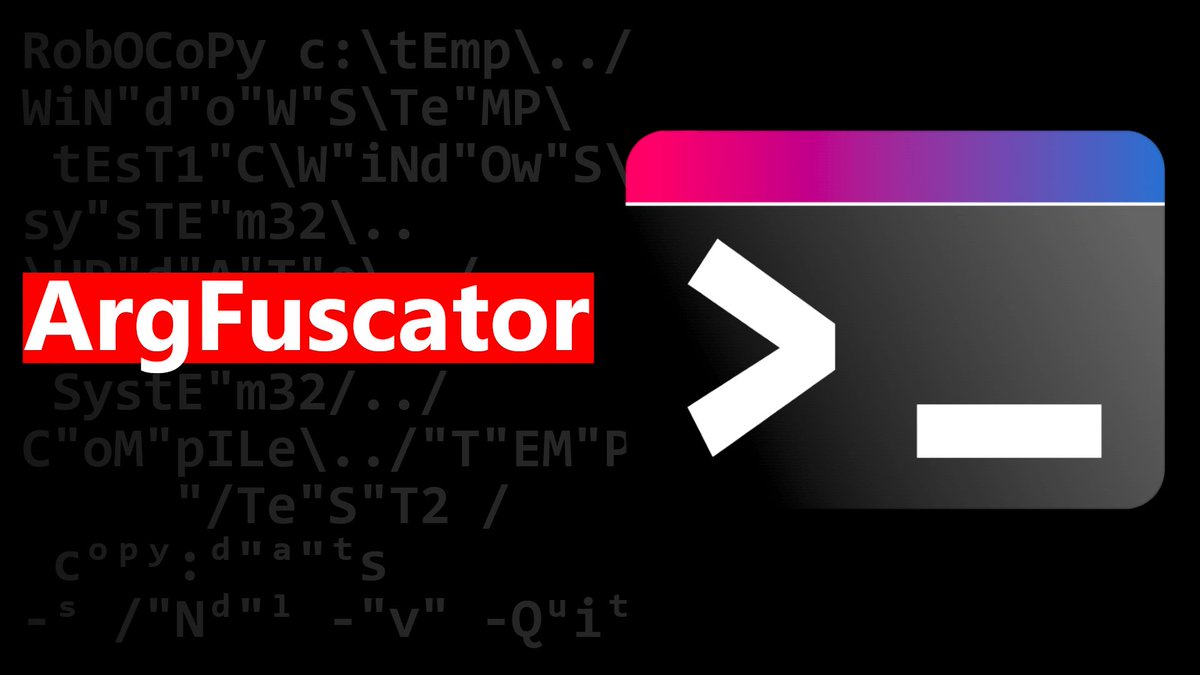 Video demo to play with ArgFuscator -- the super cool research and utility from <a href="/Wietze/">Wietze</a> to obfuscate command-lines to try and evade AV or EDR detection 😎 And to test your rules if any of these crazy looking commands fly under the radar! youtu.be/6-Gbv0h7m1I