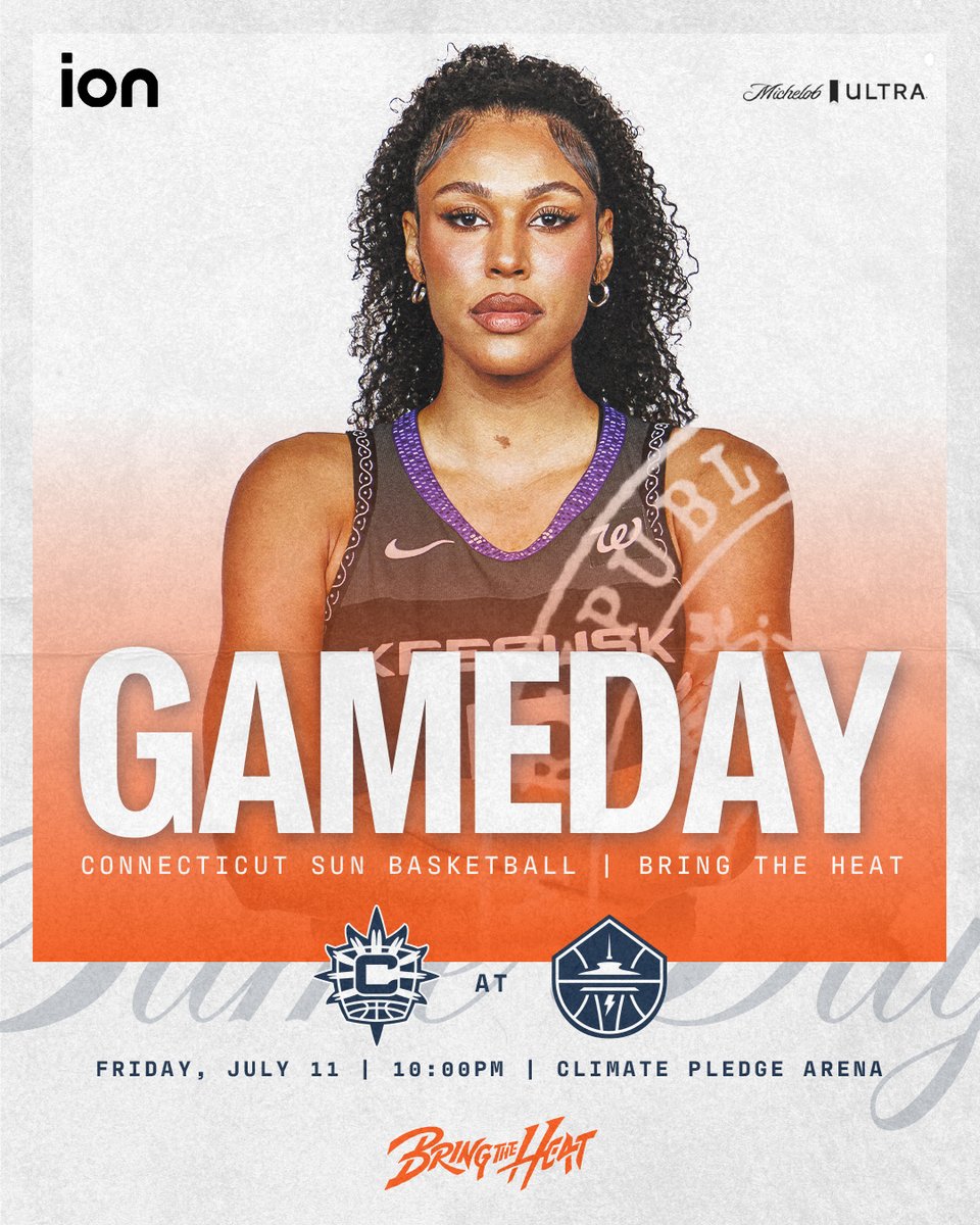 Connecticut Sun (@connecticutsun) on Twitter photo Round 2οΈβ£
π <a href="/seattlestorm/">Seattle Storm</a>
π Climate Pledge Arena
β° 10 PM ET
πΊ <a href="/IONWNBA/">WNBA on ION</a>
#BringTheHeat | #CTSun | <a href="/MichelobULTRA/">Michelob ULTRA</a> Round 2οΈβ£
π <a href="/seattlestorm/">Seattle Storm</a>
π Climate Pledge Arena
β° 10 PM ET
πΊ <a href="/IONWNBA/">WNBA on ION</a>
#BringTheHeat | #CTSun | <a href="/MichelobULTRA/">Michelob ULTRA</a>