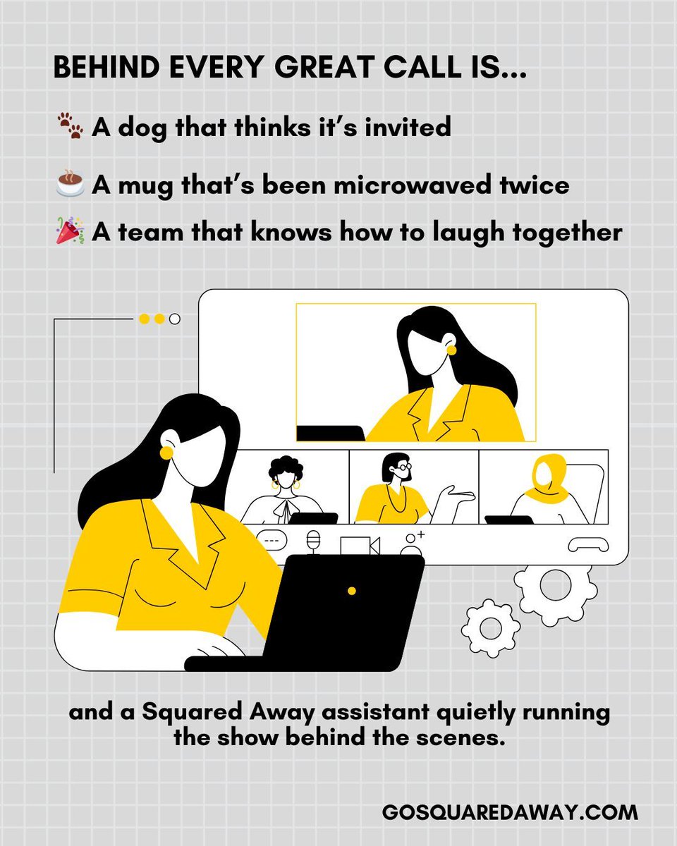 Ever tried to host a client call while your dog thinks she’s the star of the show? 🙋♀️ 

At Squared Away, we embrace the chaos because sometimes a furry cameo is exactly what your meeting needs to kick off a genuine connection.

Here’s some fun internal Friday rituals:
• Quick