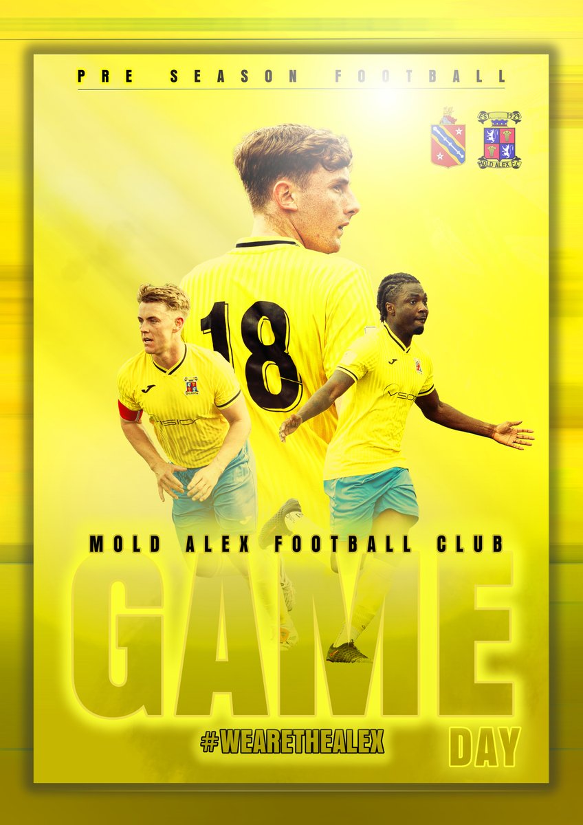 Mold Alex FC (@moldalexfc1929) on Twitter photo ** Game Day**
Tonight we are hosted <a href="/Bangor1876/">Bangor City 1876 FC</a>
in the final game of our pre season fixtures.
Its going to be a hot one 🌞
🕢 7:45pm KO
📍Treborth 3G pitch
#PreSeason #Bangor1876vTheAlex #Northwalesfootball ** Game Day**
Tonight we are hosted <a href="/Bangor1876/">Bangor City 1876 FC</a>
in the final game of our pre season fixtures.
Its going to be a hot one 🌞
🕢 7:45pm KO
📍Treborth 3G pitch
#PreSeason #Bangor1876vTheAlex #Northwalesfootball