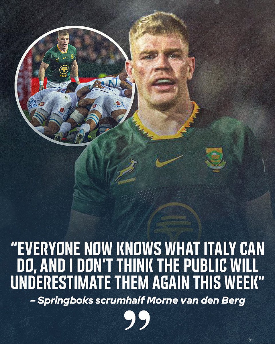 Lions scrumhalf Morne van den Berg is well aware of the threat Italy will pose South Africa this weekend 🇿🇦🇮🇹 

#URC