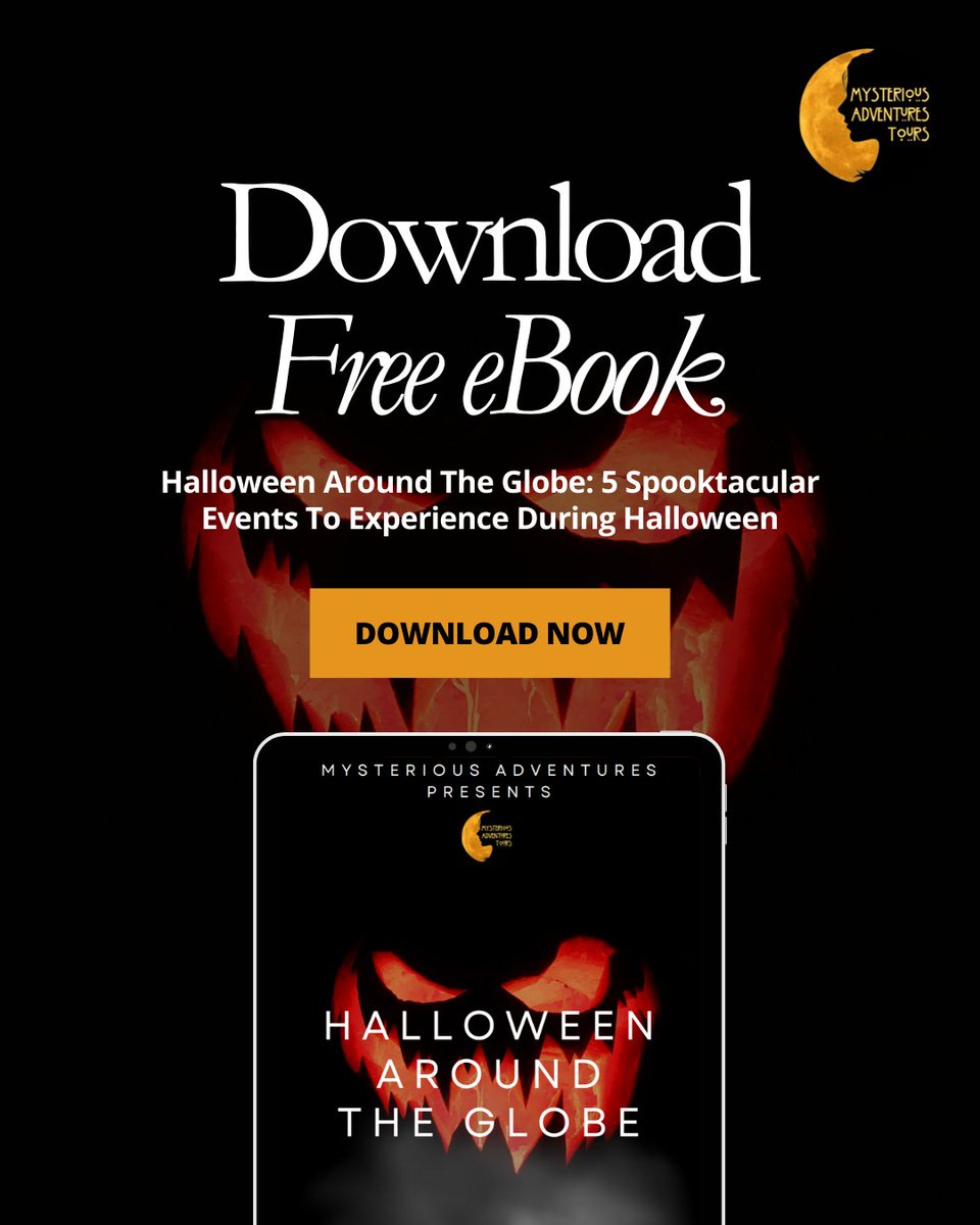 Download our free ebook Halloween Around the Globe and uncover the world’s most thrilling haunted destinations. 👻🌍

🕯️ Get your copy: zurl.co/kG3rv 
#HauntedTravel #SpookySeason #FreeEbook #MysteriousAdventuresTours