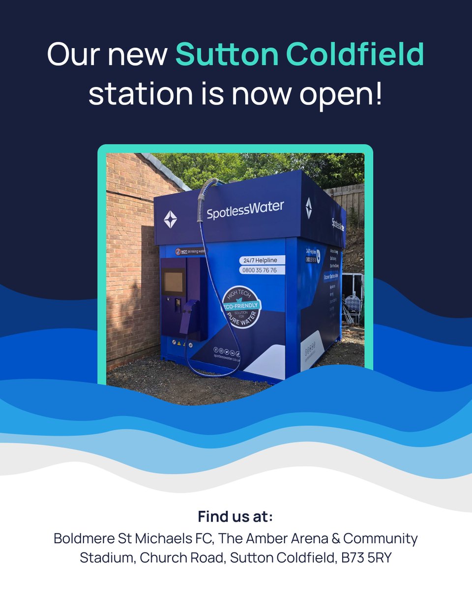 Our new station in Sutton Coldfield is now open!🎊 Fill up for convenient, quality, eco-friendly, ultra-pure water!💧

Find out more... spotlesswater.co.uk/articles/sutto… 📍

#SuttonColdfield #SpotlessWater #ultrapurewater #SpotlessWaterUK #cleaning #valeting #detailing