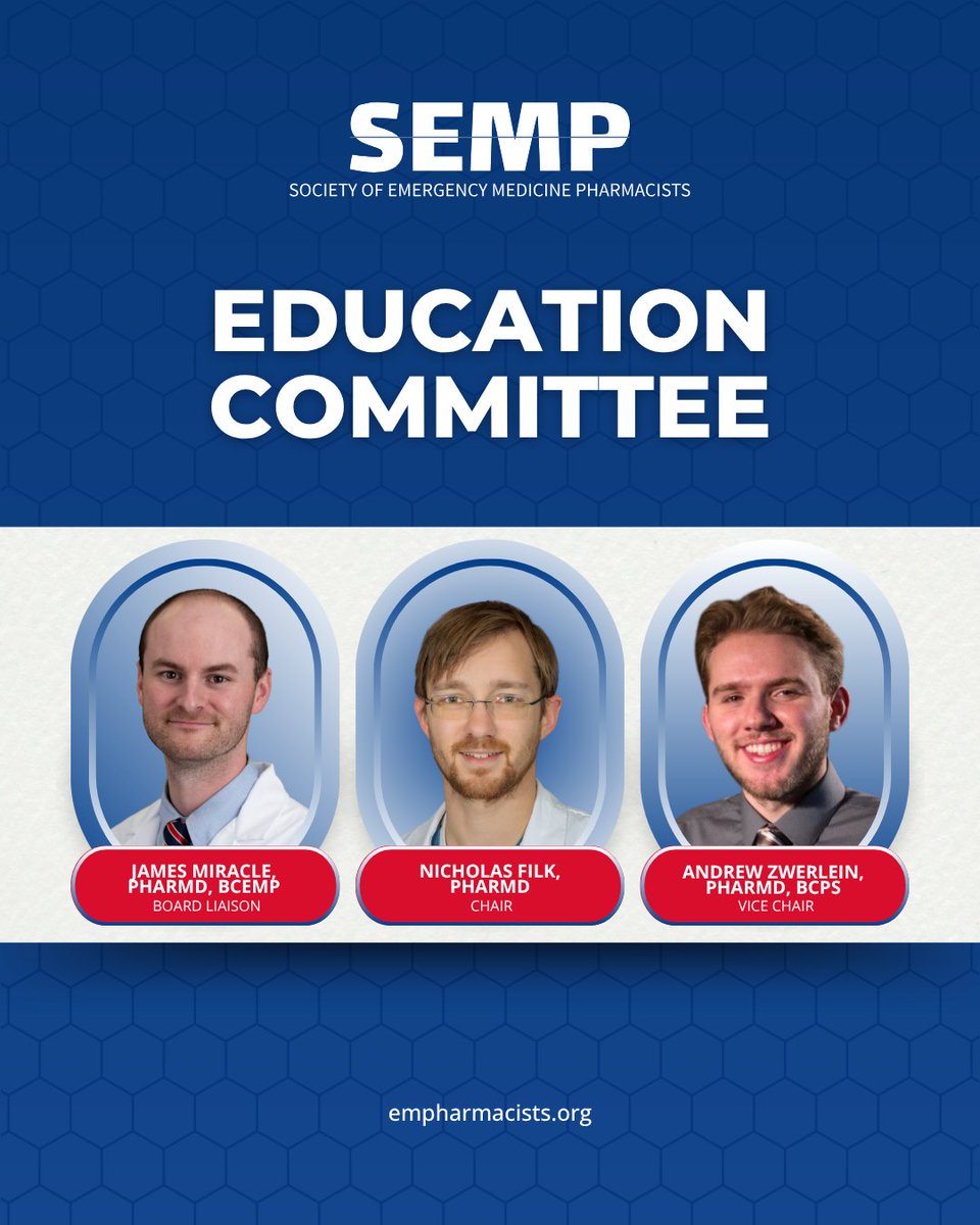 Please meet our Education Committee! These will be the folks connecting our members with our education resources!
#SEMP #EmergencyMedicinePharmacists