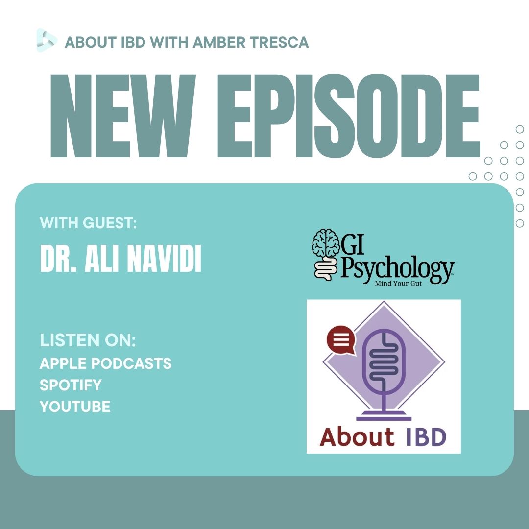 LISTEN NOW! Dr. Ali Navidi joins @AboutIBD podcast to explore the gut-brain connection, stigma, and how #CBT, #hypnotherapy &amp; our new #IBD Group for adults can help! Huge thanks Amber Tresca for leading such an important conversation! Listen on YouTube, Spotify, Apple Podcasts