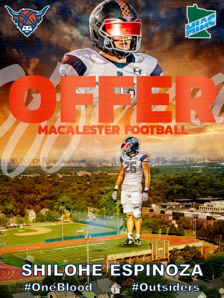 After a fantastic call with <a href="/Phil_Nicolaides/">Phil Nicolaides</a> I am so blessed to receive my first offer from Macalester College! <a href="/traviswalch/">Travis Walch</a> <a href="/MacalesterFB/">Macalester Football</a> <a href="/PrepRedzoneMN/">Prep Redzone Minnesota</a> <a href="/cadetbroadcasts/">Cadet Broadcasting</a> <a href="/CoachLepsche/">Joe Lepsche</a>