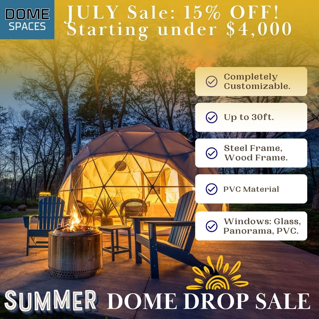 domespaces's tweet photo. 🏕️✨ This summer, go dome.
Save 15% during our Summer Dome Drop, with small domes starting under $4,000 and savings up to $3,000 on select in-stock models.
Each dome features:

👉 Click to claim your savings and start building your dream space. https://t.co/bophom824p
