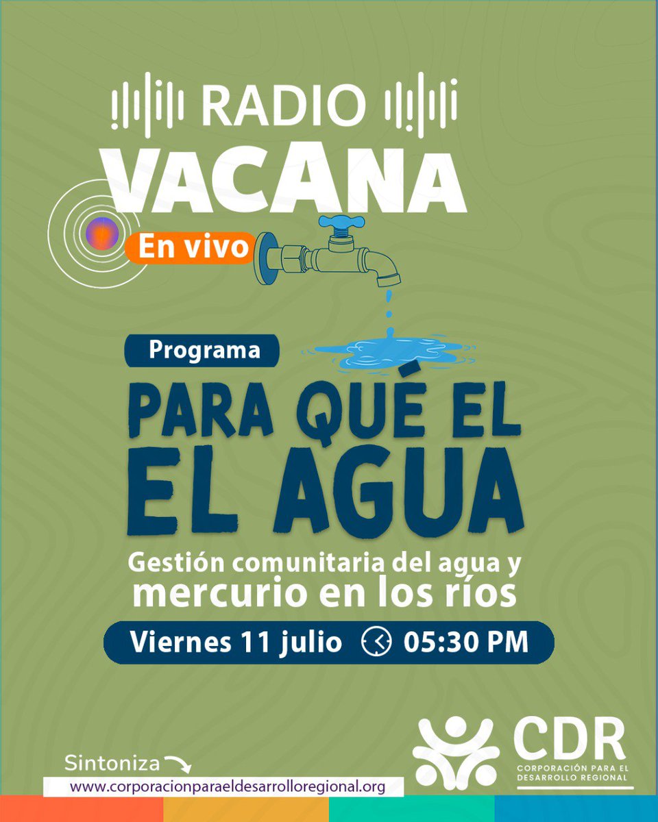 cdrcorporacion's tweet image. ¿Cuáles son las amenazas para el acceso al derecho al agua para los seres sintientes en nuestro territorio? Escucha hoy bit.ly/RadioVacana #RadioVacana #OndasQueMovilizan #LaEstrategiaEsElCuidado