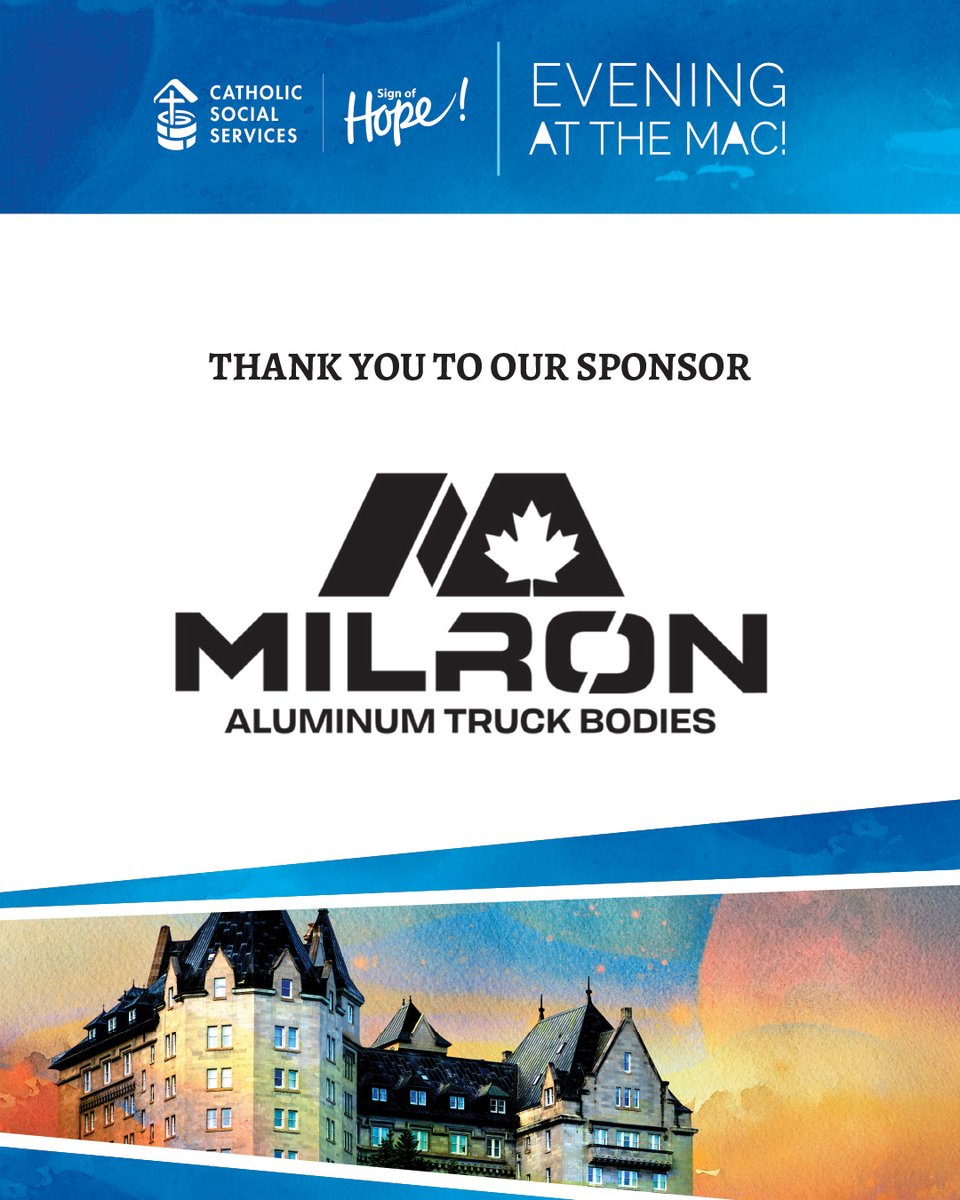 cssalberta's tweet image. Milron is a valued sponsor of our upcoming 2025 Evening at the Mac Gala on August 21. Visit …olic-social-services-alberta.odoo.com/r/yLq for information and tickets. #CSSAlberta #Milron