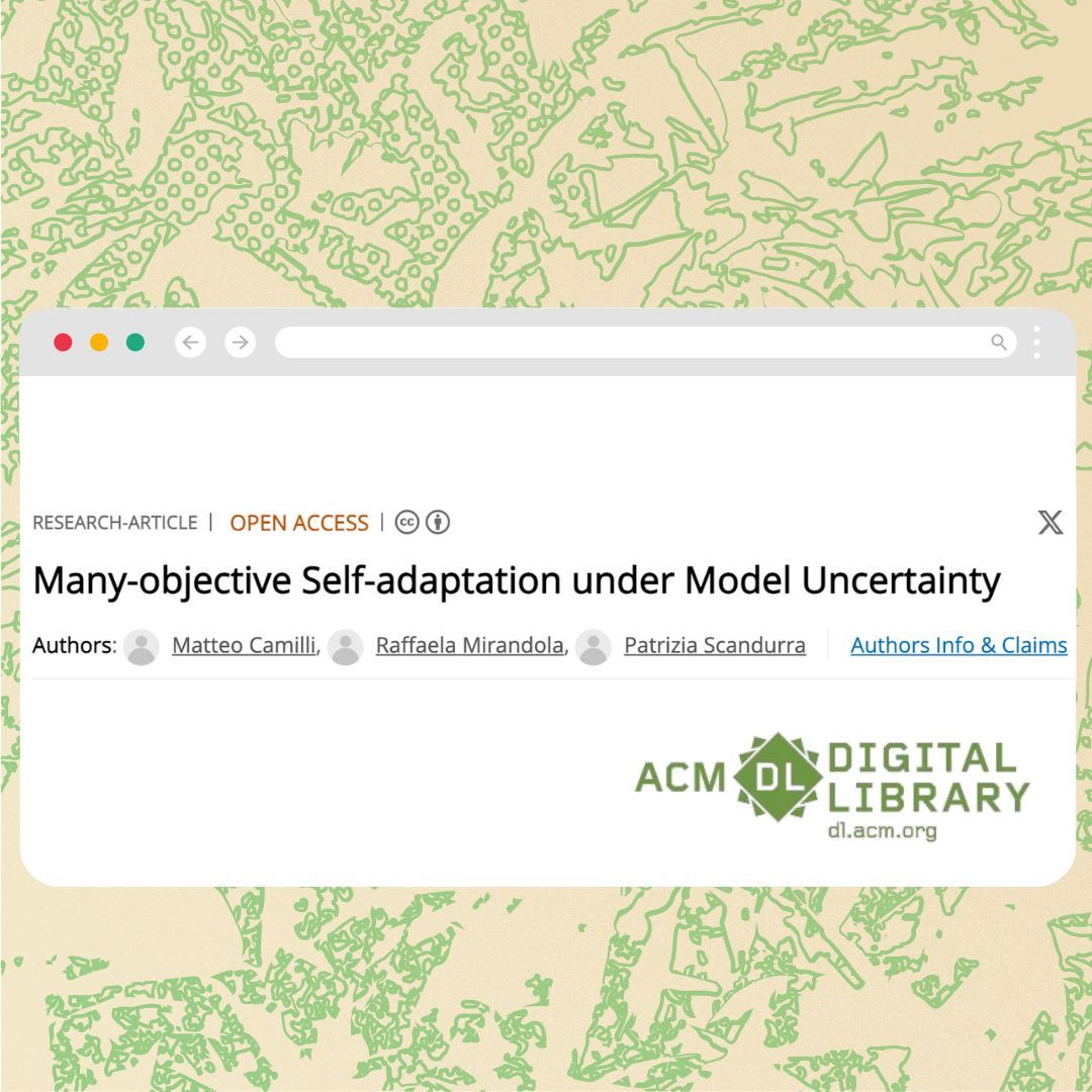 ACMDL's tweet image. New on TAAS: &quot;Many-objective Self-adaptation under Model Uncertainty&quot; focuses on self-adaptation, exploring methods to tackle uncertainty in model selection. #selfadaptation #modeluncertainty dl.acm.org/doi/10.1145/37… @matteocamilli