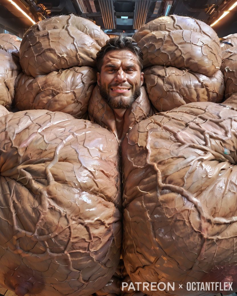 Standing ready for his close up, all you can do is stare into that deep crevice between his gigantic pecs and think about burying your head and inhaling that musk!