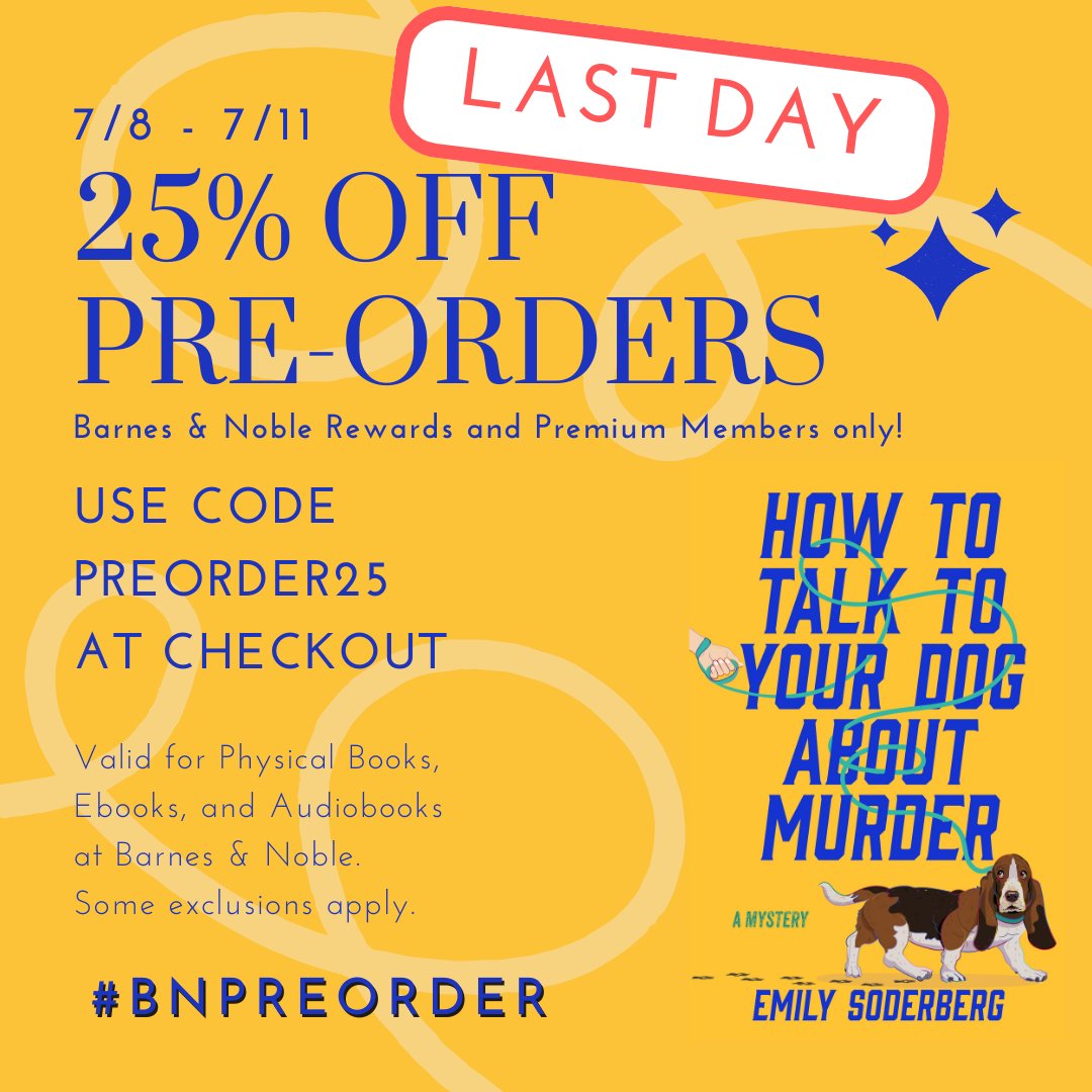 Barnes &amp; Noble preorder sale ends today! If you're looking to save money AND get a fun murder mystery starring a pet behaviorist and an old hound dog, today's your lucky day!
barnesandnoble.com/w/how-to-talk-…
#bnpreorder