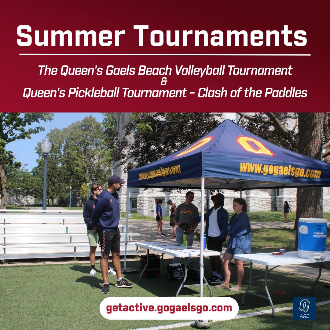 🏐🏓 Last call for summer tournament sign-ups! Registration closes in ONE WEEK ⏳

🔥 Queen’s Gaels Beach Volleyball Tournament
📍 Gord Hall | July 26–27 | 9AM–7:20PM

🔥 Queen’s Pickleball Tournament – Clash of the Paddles
📍 Bartlett Gym 3 | July 26–27 | 10AM–4PM

#QueensU