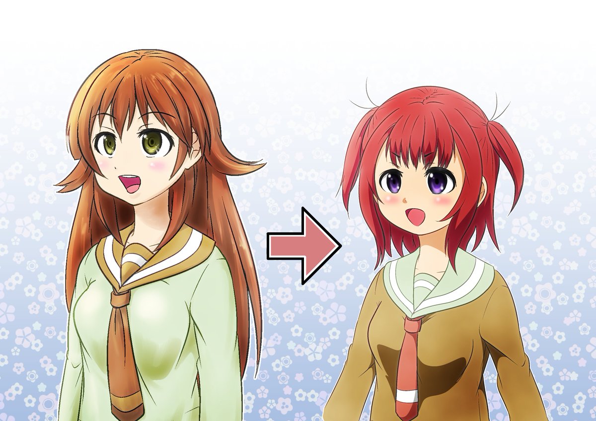 「昔描いたキャラを改善した絵です」|pon 屈折くぅちゃん。『二重人格彼女』のイラスト
