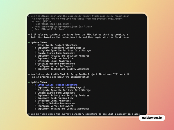 lioloc_dev's tweet image. So I had claude code scaffold a project based on the extracted task.json and complexity report using a PRD and task-manager and funny enough, the end result turned out worse than when I tried a simplified prompt with no PRD doc, no task-manager. Not sure why @LevJampolsky