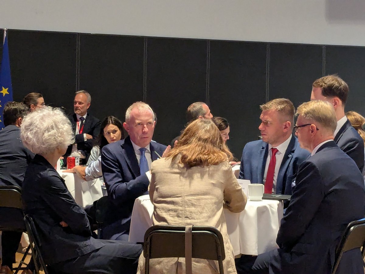 IEAmbDenmark's tweet photo. Great to have Minister Timmy Dooley TD here for the EU Informal Environment Ministerial in Aalborg. Really important discussions with partners  about climate, environment  green transition and related issues. Congrats to 🇩🇰 EU Presidency for another successful meeting! https://t.co/FMAM2MYE0d