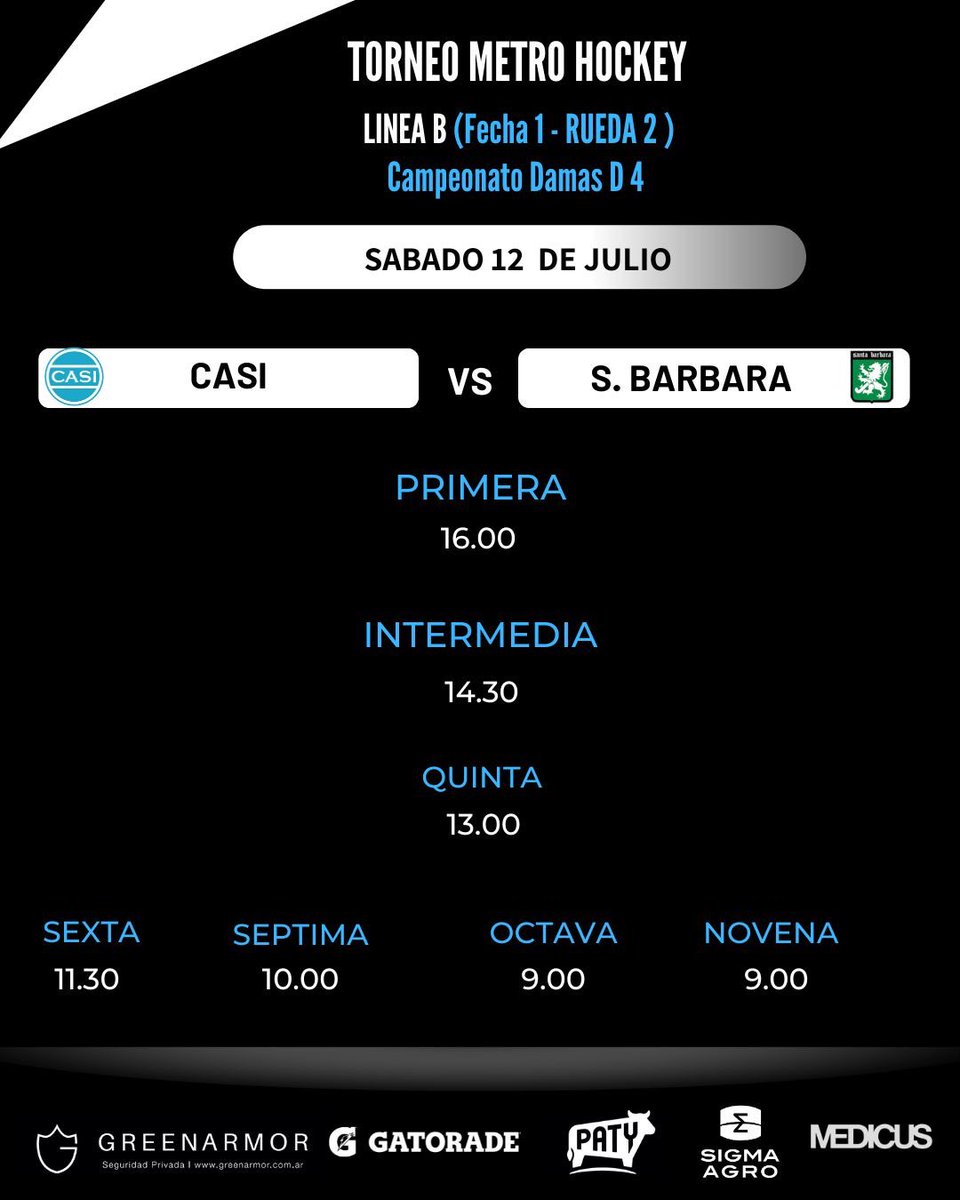 CASI_OK's tweet photo. 🏑 Los equipos del #Club jugarán la 1ª fecha de la #segunda rueda del torneo de @hockeybuenosaires (Líneas A, B, C y D). #VamosCASI ⚪️⚫️⚪️ https://t.co/jrLDk7bgDI