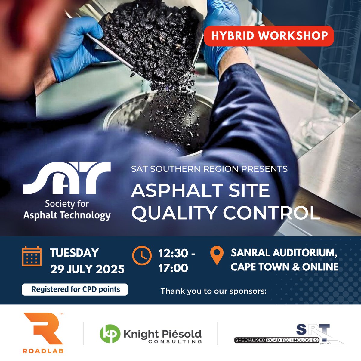 Join #SATSouthernRegion for a #Hybrid workshop addressing critical issues affecting #asphaltsite #qualitycontrol &amp; #assurance. We'll highlight real-world challenges &amp; offer practical solutions for improving testing standards &amp; site readiness.

More info: bit.ly/4n2iwGC