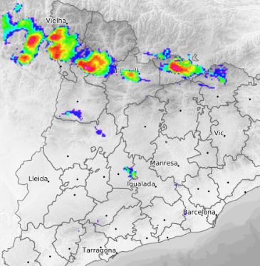 ⚠️ Avís de temps violent del <a href="/meteocat/">Meteocat</a> que afecta diverses comarques de l'Alt Pirineu, especialment al Pallars Jussà 

A banda de les pluges, es pot produir pedra, fortes ratxes de vent, esclafits i mànegues

MOLTA PRUDÈNCIA‼️

#INUNCAT