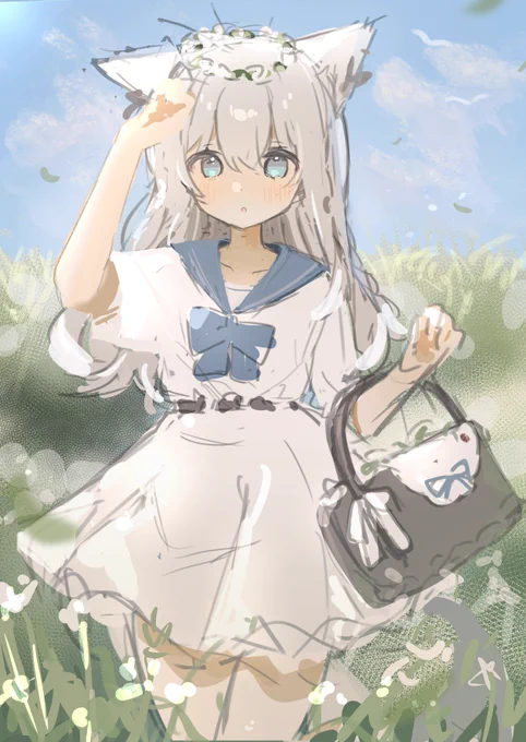 没になった草原フブちゃんみて～