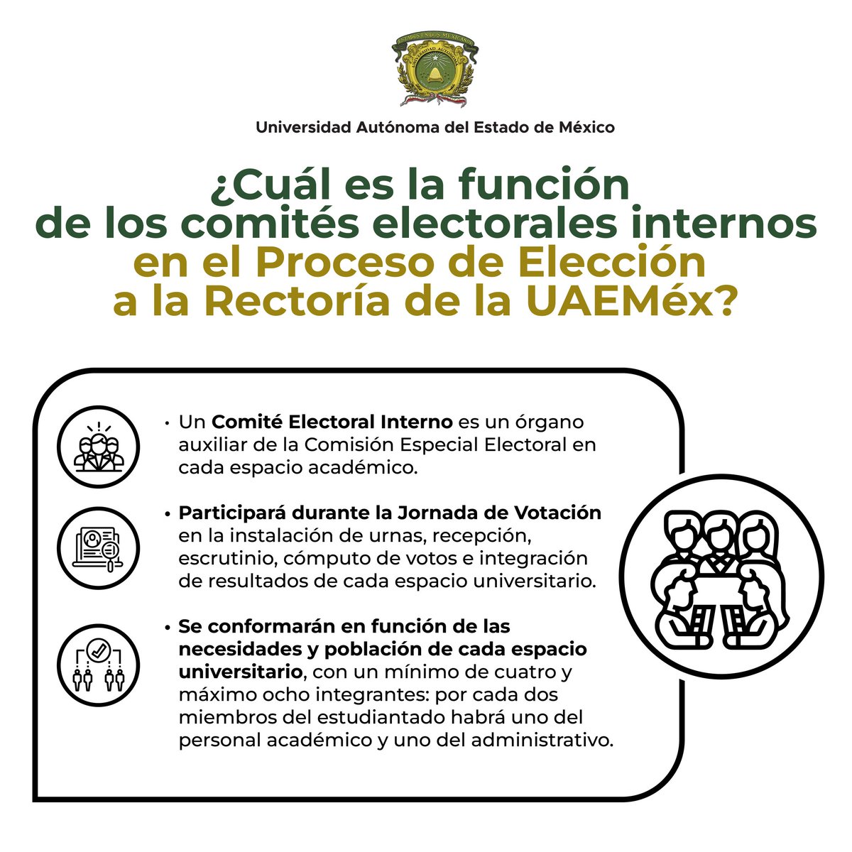 🗳️ Para garantizar una elección legítima y transparente, la UAEMéx creó los Comités Electorales Internos, encargados de coordinar y supervisar la jornada de votación en cada espacio universitario durante el Proceso de Elección a la Rectoría.
#ElecciónUAEMéx