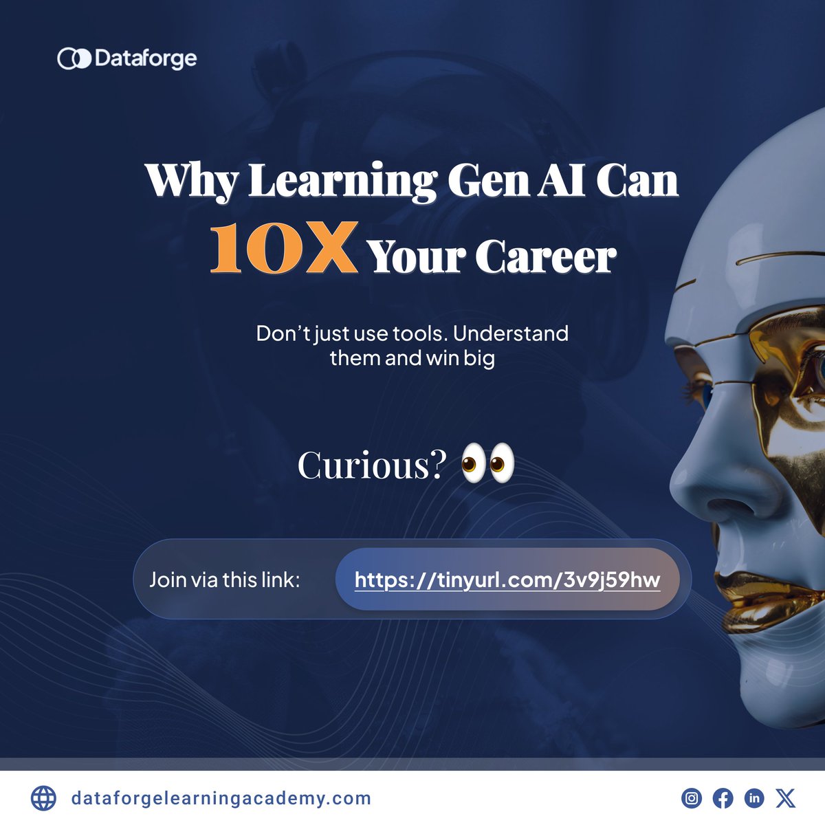 Why just use AI tools when you can master them? 
Generative AI is transforming industries  from marketing to finance, design to data. If you learn how to leverage it, you don’t just keep up you lead.
Ready to 10x your career? 👉  tinyurl.com/3v9j59hw