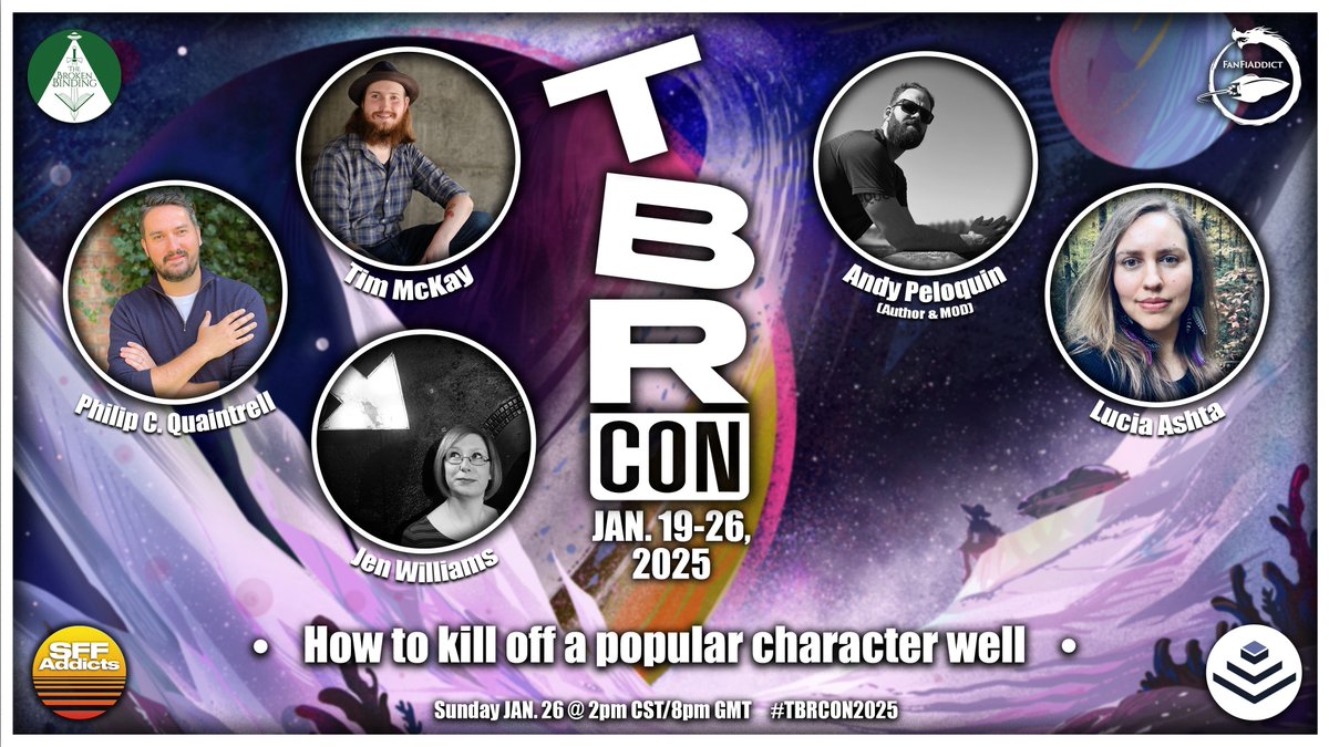 🌟 <a href="/TBR_Con/">TBRCon</a> 2025 Highlight 🌟
The "How to Kill Off a Popular Character Well" panel with <a href="/AndyPeloquin/">Andy Peloquin</a> (mod) <a href="/PCQuaintrell/">Philip C. Quaintrell, Author</a> <a href="/sennydreadful/">Jen 'mostly updates only, alas' Williams</a> <a href="/timmckay52/">Tim McKay</a> &amp; Lucia Ashta is now available in audio on our podcast feed.

LISTEN/WATCH HERE:
linktr.ee/SFFAddicts
youtube.com/live/PagI2pbtc…