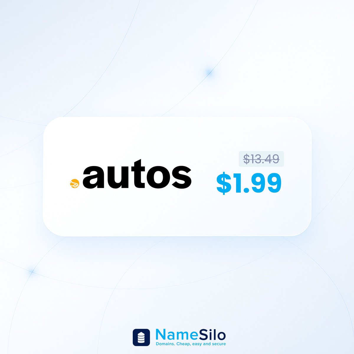 🚗 Shift your brand into gear with a .AUTOS domain — now just $1.99 at NameSilo!
Great for dealerships, auto blogs and anyone in the fast lane. 🔗 buff.ly/wtbSXbM 

#DotAUTOS #AutoBusiness #DomainDeals #NameSilo