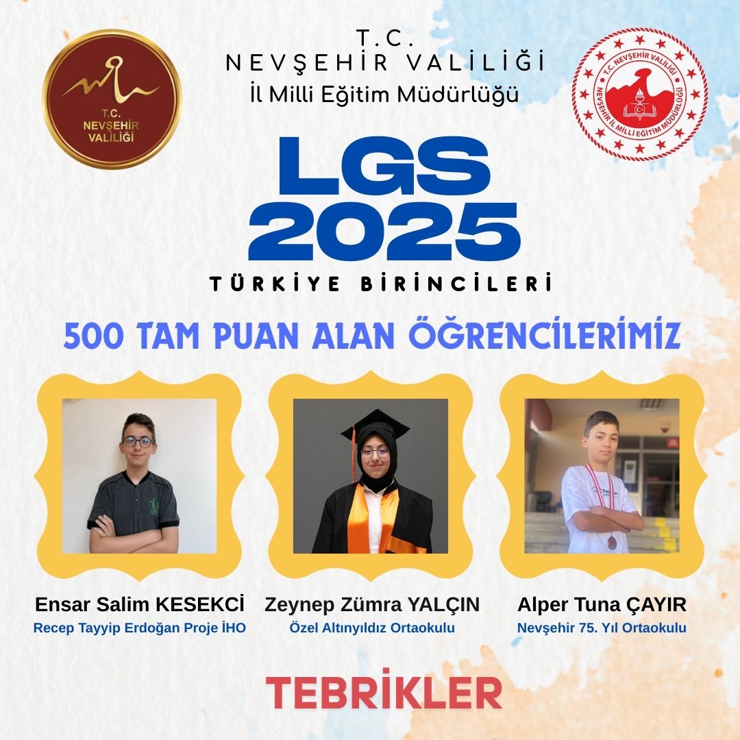 ✨Liselere Geçiş Sistemi (LGS) Sınavı'nda 500 tam puan alarak