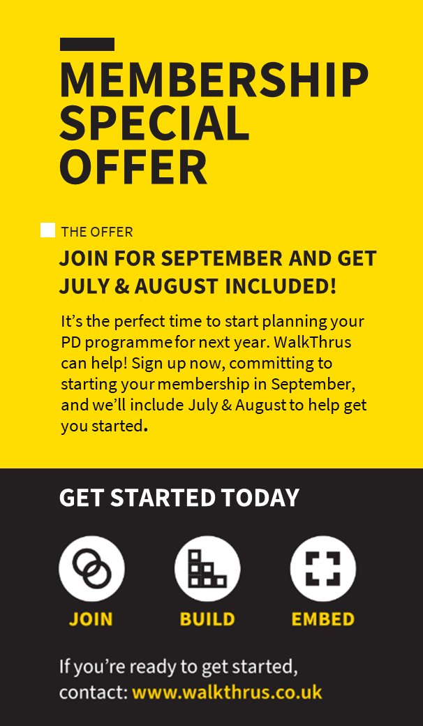 WALKTHRUs_5's tweet image. Join us now! It's the perfect time to join our global network of schools and colleges. Our toolkit is bigger and better than ever, and making a real difference in schools. Sign up to @WALKTHRUs_5 now, committing to starting your membership in September, and we'll include…