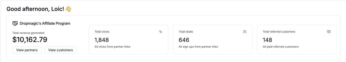 LoicBerthelot's tweet image. ✅ Product market fit
We've crossed 10k$ generated revenue thanks to our affiliate program
23% conversion rate from sign-up to paid is pretty wild
Time to scale to 100k$ 🚀