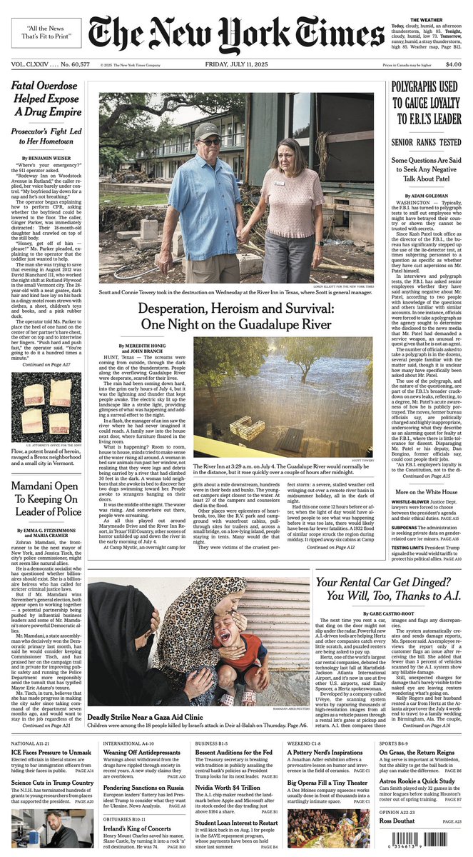 CastroRoot's tweet image. My reporting on A.I. rental car scanners is on the front page of today's @nytimes. Read it here: nytimes.com/2025/07/09/tra…
