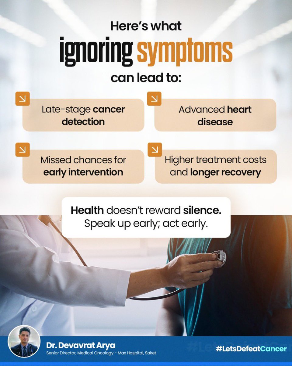 Too many men ignore "minor" symptoms like fatigue, pain, or changes and delay seeking help. This often leads to late diagnosis and tougher treatments. Early action means faster recovery, less risk, better life.

Let’s normalise paying attention. #MensHealthMatters #DrDevavratArya