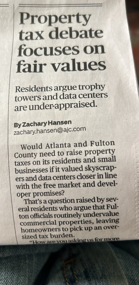 R_A_Belcher's tweet image. @zach_ehansen revisits a never-ending question: Are commercial properties in Fulton Co undervalued, meaning they don’t pay their fair share of prop taxes? @FitzTrubey & I examined that 7-8 years ago & concluded they are. Nothing has changed.