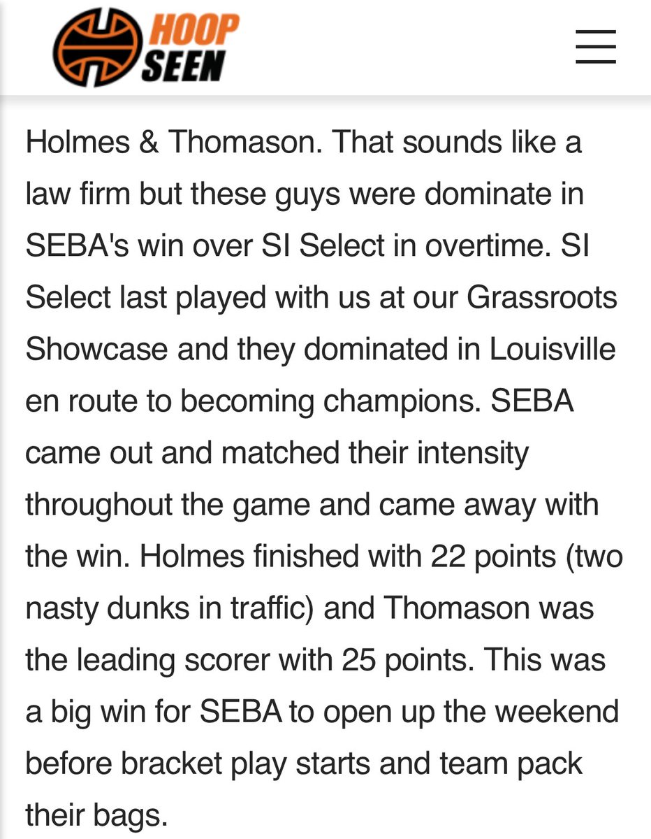 SEBA Atlanta (@sebaroundball) on Twitter photo SEBAโs <a href="/tatumholmes_11/">Tatum Holmes</a> and <a href="/wyatt_thomason3/">Wyatt Thomason</a> recognized for their strong play in opening BOTS win vs Southern Illinois Select SEBAโs <a href="/tatumholmes_11/">Tatum Holmes</a> and <a href="/wyatt_thomason3/">Wyatt Thomason</a> recognized for their strong play in opening BOTS win vs Southern Illinois Select