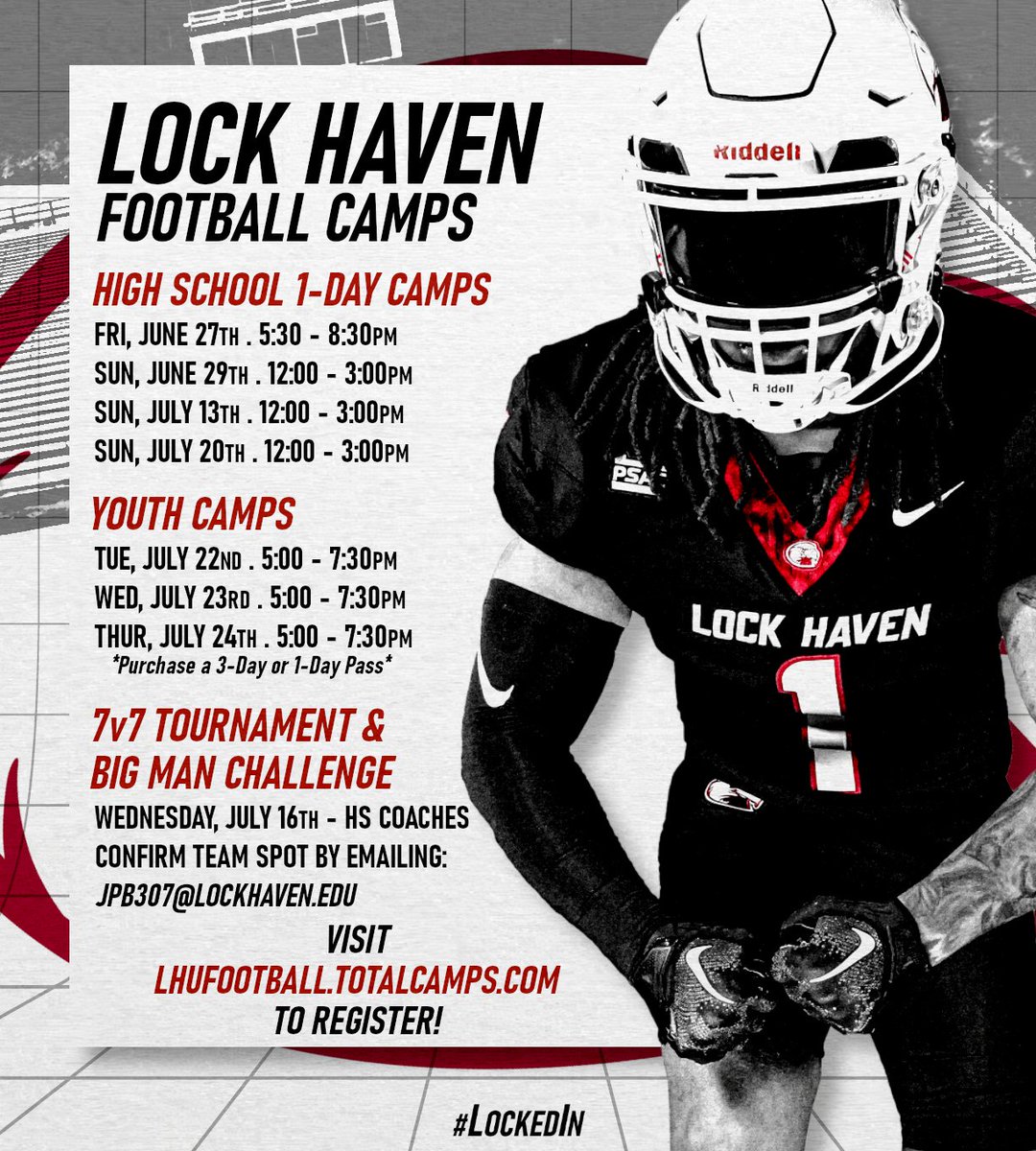 LHU_Football's tweet photo. Our next prospect camp is this Sunday, July 13th! There's still time to get pre-registered!
🚨🚨🚨
We have another great group of talented players signed up for Sunday...come compete with the best our region has to offer!
💯💯💯
Register:
https://t.co/HmNzfrBUD8

#LockedIn🔒🦅 https://t.co/Pn5fK1pkGF