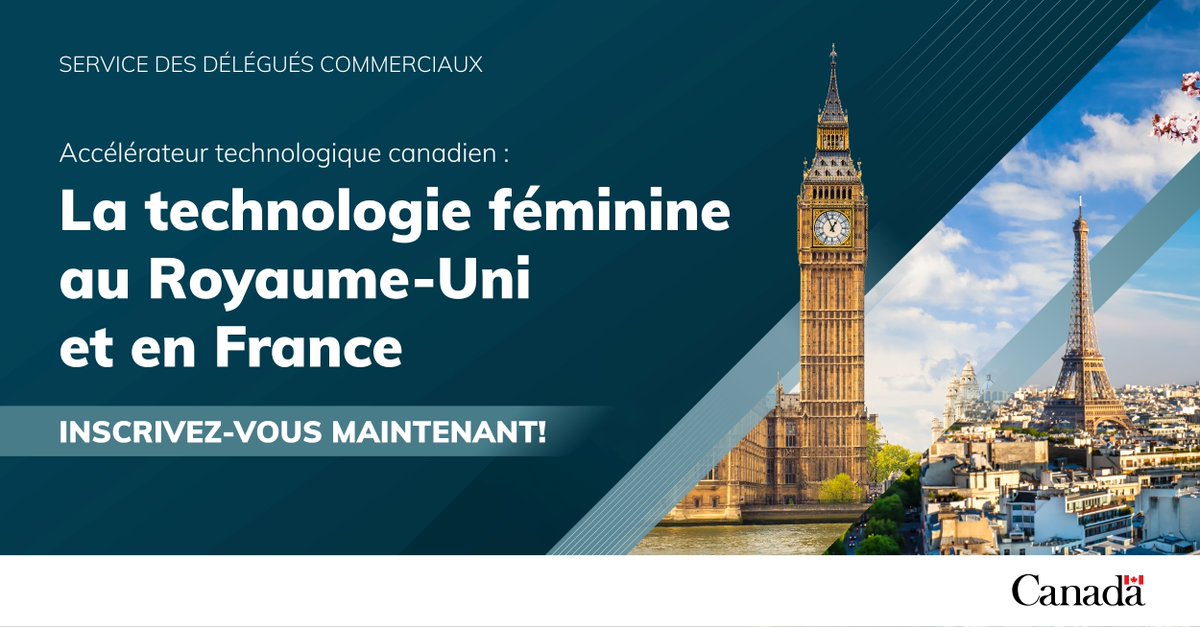 Entreprises canadiennes de technologie féminine 

Participez au webinaire du 17 juillet à 11 h (HE) pour découvrir comment l’ATC peut vous aider à croître au Royaume-Uni et en France.

Détails : ow.ly/fYW850WnYwk