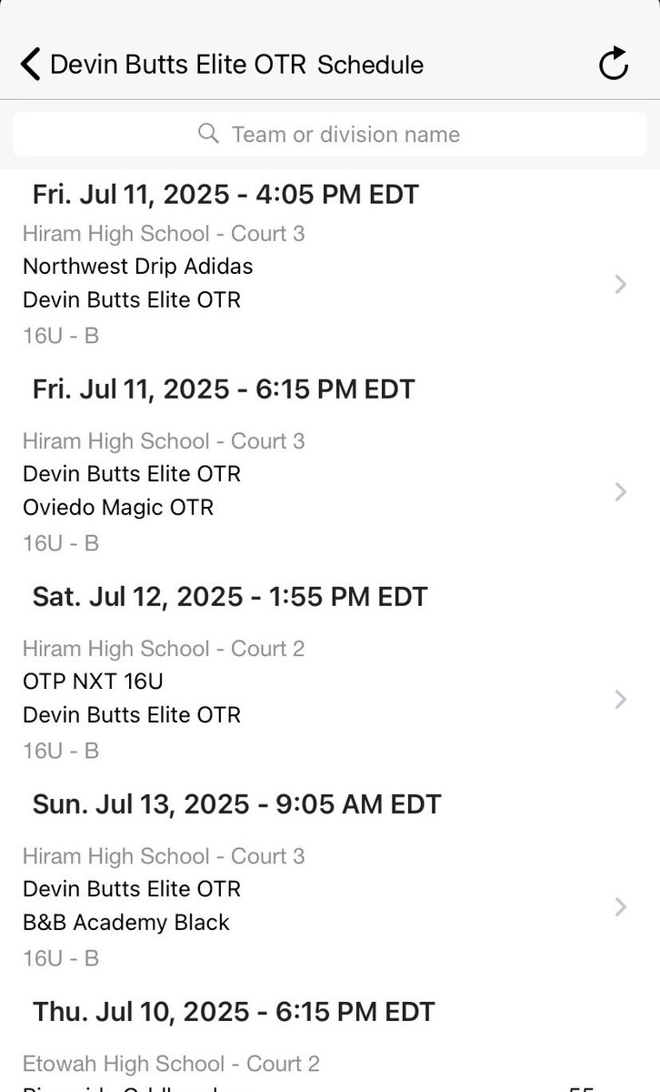 *Updated Schedule* for today in Atlanta at On The Radar Hoops Elite 32