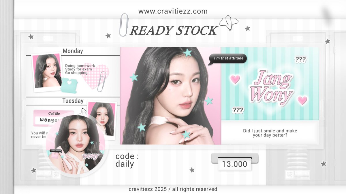 cravitiezz's tweet photo. hai teman teman aku masih ada 3 layout rs ready stock jang wonyoung wony ive yang bisa dijemput di dm yah <3

#zonauang #zonajajan #zonaba https://t.co/muThRzjqIF