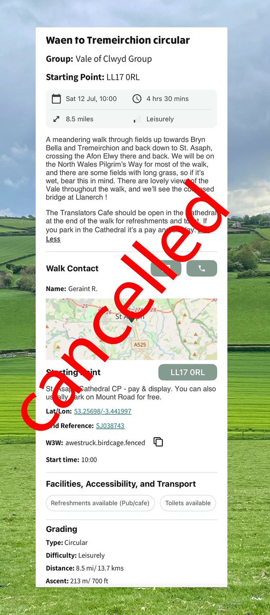 This walk has been cancelled due to the forecast high temperatures tomorrow. The decision was taken reluctantly but with safety in mind. We look forward to seeing you on our next walk.