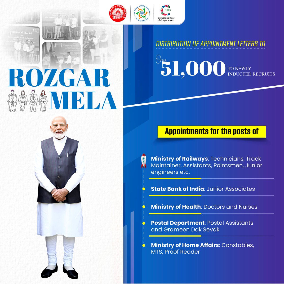 Thank you <a href="/narendramodi/">Narendra Modi</a> for empowering thousands of families with new opportunities. #RozgarMela