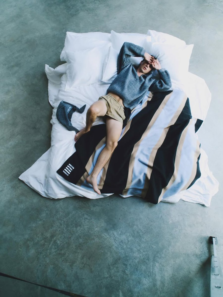 UpdatedTS's tweet image. Troye photographed for Vogue to showcase the latest TLY textile collection 🩵