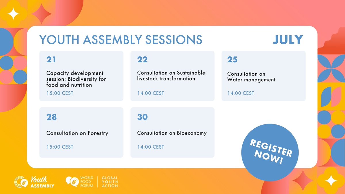 Want to speak up for your future? 🌱 Join young changemakers across the globe as we gather youth perspectives for global policies shape our agrifood systems and planet.
🗓️ Check the calendar, save the dates &amp; be part of the change.
🔗 Register now: linktr.ee/YouthAssemblyS…